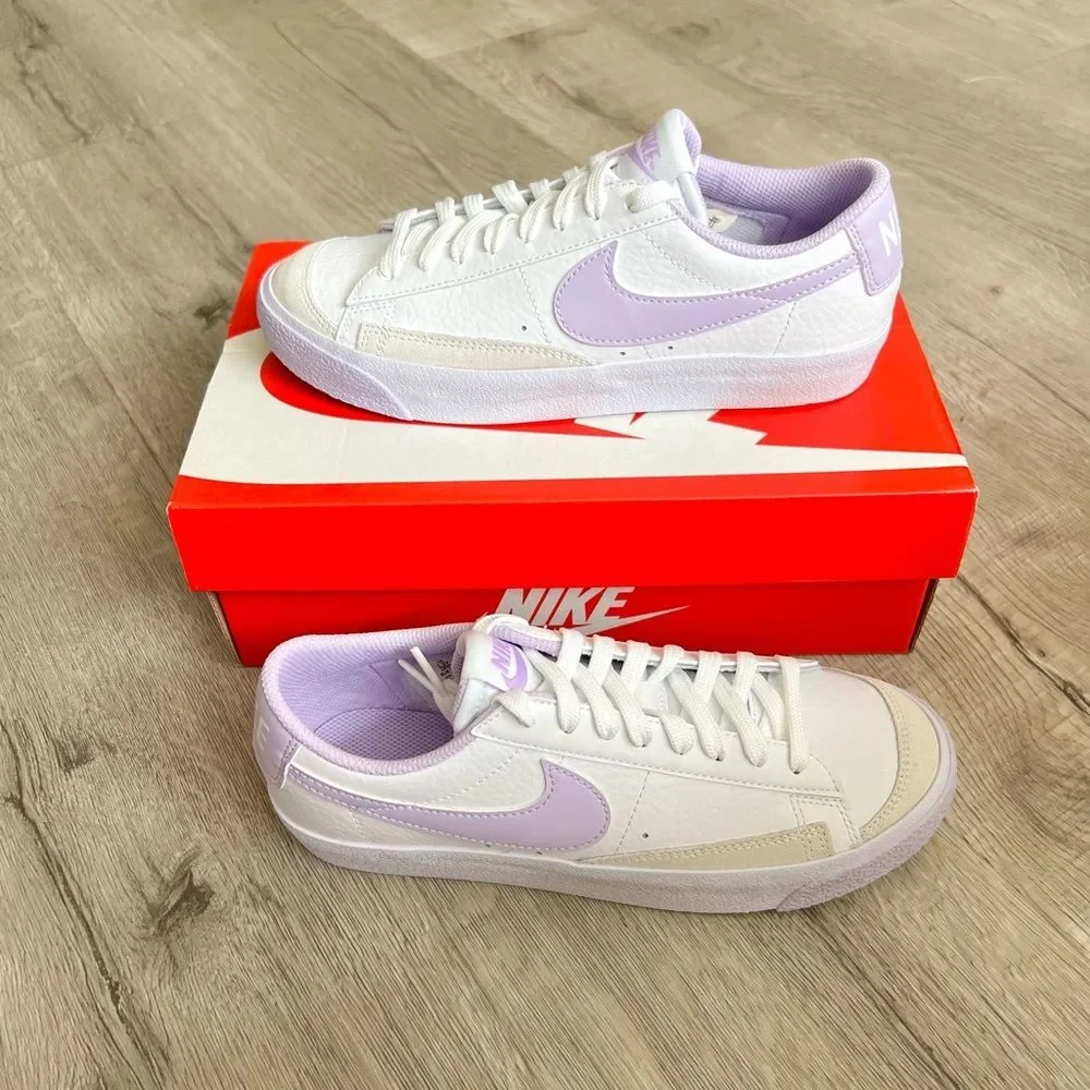 Nike Blazer Low 77 Sneaker - White/Lilac Purple - Size 5.5Y youth, 7 women’s - Picture 2 of 8